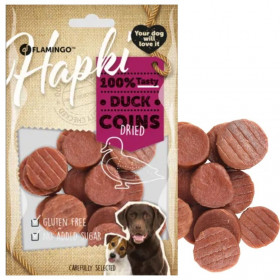  Лакомство за куче Flamingo HAPKI DUCK COINS 85гр  - кръгли хапки патешко месо